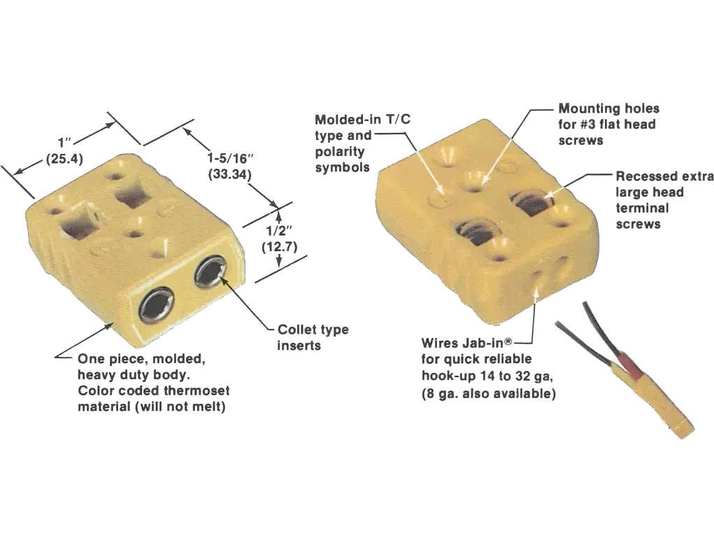 Standard female connector for type K thermocouple