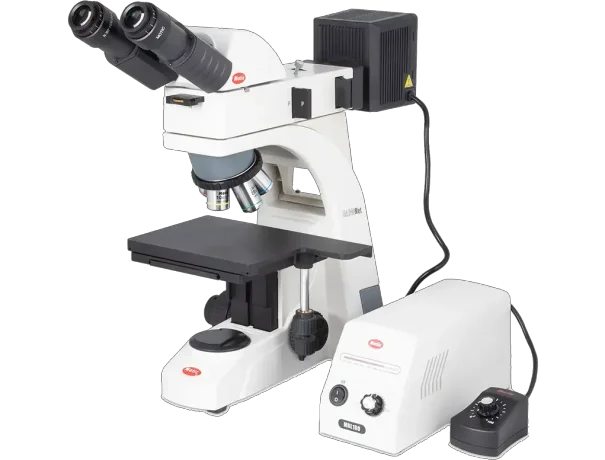 Trinocular industrial microscope with 20:80 light split for simultaneous imaging and observation
