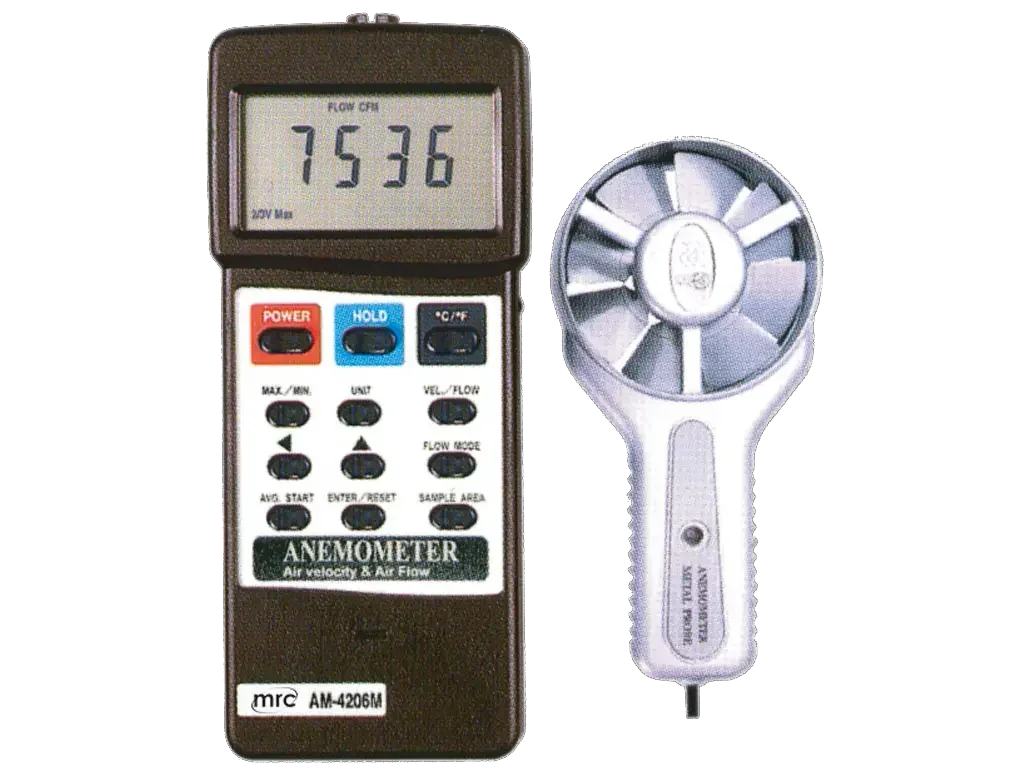 Anemometer With Air Flow & Air Velocity, Metal vane
