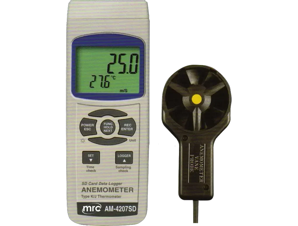 Anemometer+Type K/J Temp. Data logger
