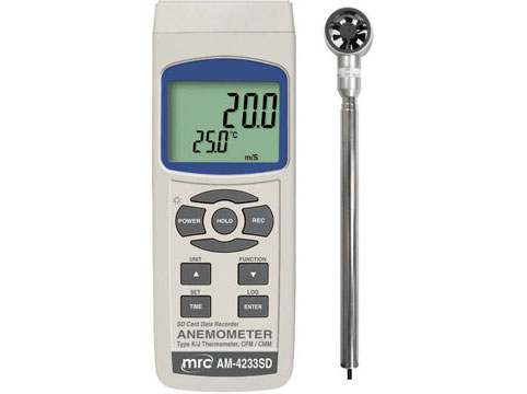 Air flow ( CMM. CFM ) Mini vane ANEMOMETER, + type K/J Temp.+DataLogger