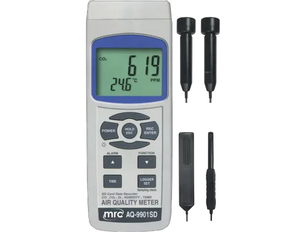 Air Quality Meter + data logger, CO2, CO, O2, Humidity, Dew point, Temp. ,6 in 1